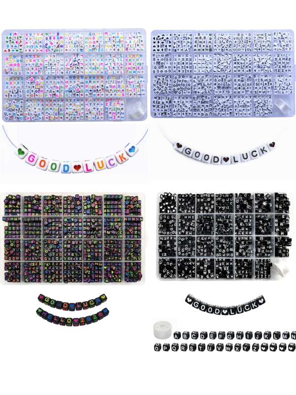 100/810/840Pcs 6*6mm Cube Acrylic Letter Beads DIY Bracelet Necklace Keychain Jewelry Making Gifts
