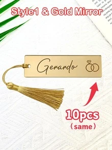 1/10/20pcs Personalized Laser Engraved Acrylic Name Tags, Custom Text Mirror Acrylic Bookmark With Tassel, Graduation Gift For Students, Class Of 2026 Party Favor, Custom Name Book Tag, Senior Night Keepsake, Wedding Place Card, Gift For Friends Classmates Teachers - Multicolor - View 19