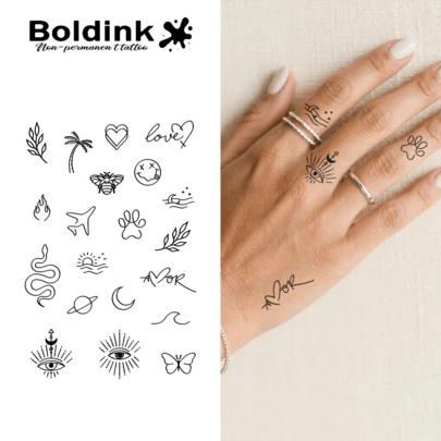  Boldink 2张波西米亚神秘符号草本甜美装饰临时防水纹身贴纸，持久1-2周，植物和果汁纹身贴纸，适合所有季节，送给女孩和朋友的绝佳礼物