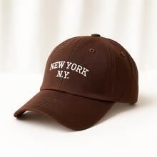 New York Retro Baseball Cap Embroidered Unisex Premium Vintage Letter Cotton Embroidered - 咖啡棕色 - 查看 4