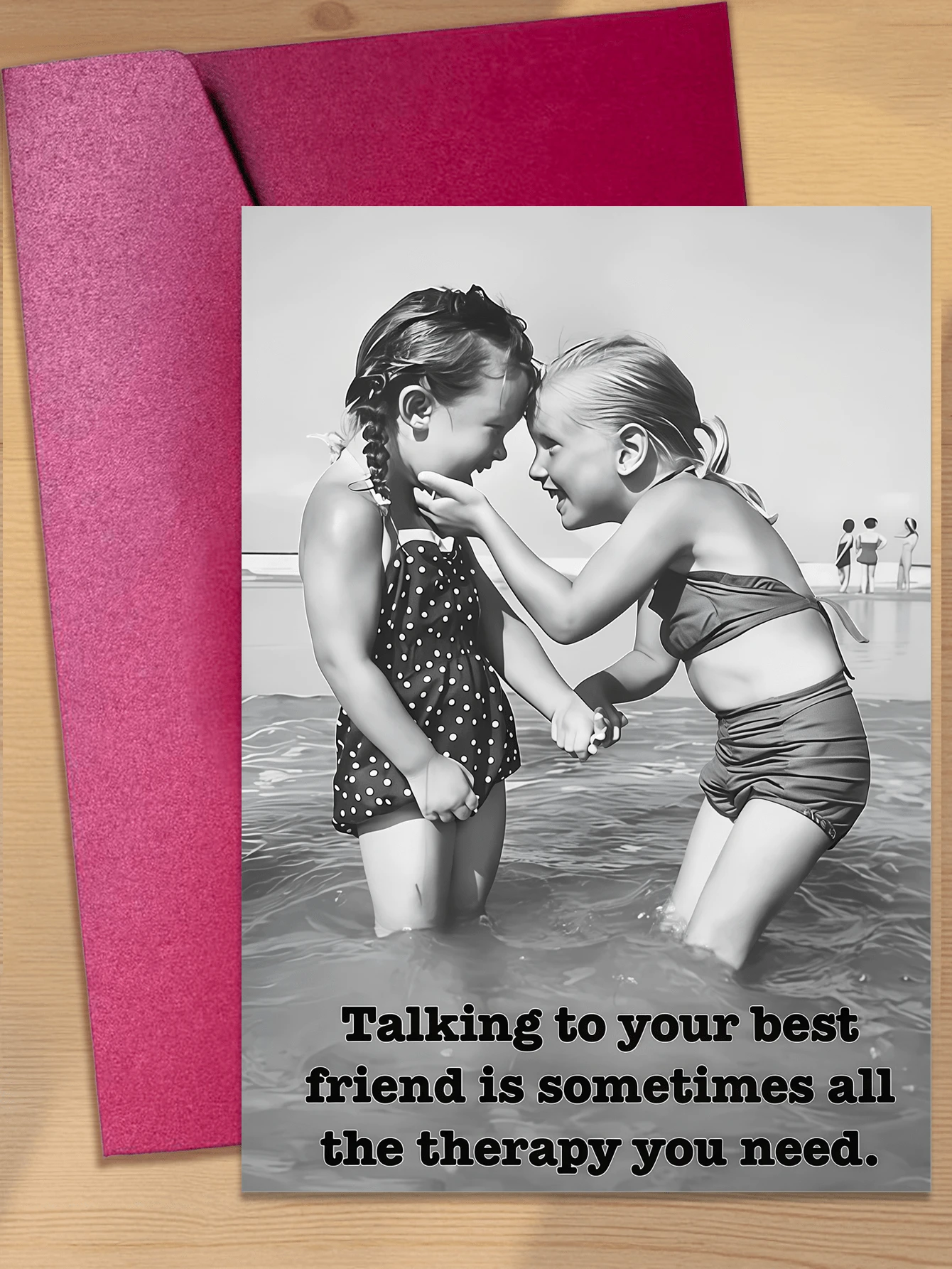 1pc Retro Style Funny Birthday Greeting Card, Sometimes The Best Healing Is Just Chatting With Your Best Friend, Best Greeting Card For Your Good Friend - A - View 1