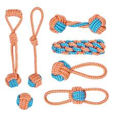 7pcs Durable Chew Toys Set, Suitable For Biting Dogs, Medium & Small Breeds Teething Toys, Sturdy Tug Of War Toy Set With Dual-Color Braided Ropes, Also Help Clean Teeth - Durable Pet Supplies, Chew Toys For Dogs & Cats, Blue & Green Rope Design - 彩色 - 查看 18