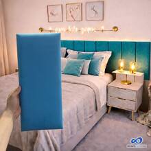 Dubai Modular Headboard Kit For Rectangular Upholstered Box Bed With 20x45 Cm Plate - Celeste - Ver 2