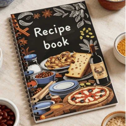 1 stuk vintage spiraalgebonden kookboek. Professioneel receptenboekje met sjabloon voor het noteren van ingrediënten, kookstappen en moeilijkheidsgraden. Vintage Italiaanse keuken- en kruidenomslag. Ideaal cadeau voor thuiskoks, chef-koks en foodliefhebbers.