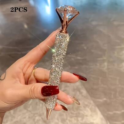 Bộ 2 bút bi cao cấp đính đá lấp lánh, quà tặng sáng tạo cho văn phòng phẩm, phù hợp cho giáo viên và học sinh, quà tặng giáo viên, bút chuyên nghiệp, kiểu dáng thời trang, vẻ ngoài cao cấp, chất liệu cao cấp, văn phòng phẩm sang trọng, quà tặng cho người mua sắm, chuyên gia.