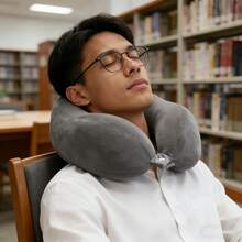 Ergonomic U-Shaped Neck Pillow With Storage Bag, Slow Rebound Head Support, Machine Washable, Lightweight And Portable, Suitable For Travel, Office, And Airplane Use, Stylish And Durable, Convenient Design, Soft And Comfortable For Sleeping, Mixed Colors, Compact And Lightweight, Easy To Store, Suitable For Home And Travel Use, Airplane Travel Pillow, Airplane Travel Pillow, Car Travel Pillow, Office Comfort, Sleep Aid, Stylish Design, High-Quality Foam, Breathable. - 深灰色 - 查看 7