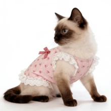 1pc Soft & Comfortable Ditsy Floral Sleeveless Dress For Small Dogs & Cats, Lightweight & Breathable, Suitable For Spring/Summer/Autumn, Prevent Shedding, Fit For Pug, French Bulldog, Pomeranian, Golden Retriever, Outdoor Walking, Holiday Gift - Pink - View 6