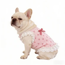 1pc Soft & Comfortable Ditsy Floral Sleeveless Dress For Small Dogs & Cats, Lightweight & Breathable, Suitable For Spring/Summer/Autumn, Prevent Shedding, Fit For Pug, French Bulldog, Pomeranian, Golden Retriever, Outdoor Walking, Holiday Gift - Pink - View 4