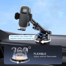 YWOR Pink Car Phone Holder [Military-Grade Suction Cup] Universal Phone Holder Suitable For Car Dashboard, Windshield, Window, Compatible With IPhone And All Smartphones (Including Thick Phone Cases), Christmas Gift - Black - View 4