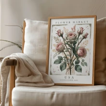 1-Piece Print Of An American Flower Market, American Rose Wall Art, Vintage Poster Of The National Flower (Optional Frame) - A - View 4