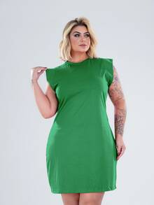 Women's Loose-Fitting Muscle Dress With Butterfly Sleeves, 100% Cotton Knit, Plus Size, Casual, Day/Night Outings, Perfect For Mom, Women, Aunts, Grandmas, And Gifts - màu xanh lá - Xem 5