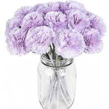6/12 cành hoa cẩm chướng nhân tạo bằng lụa, thích hợp cho các vòng hoa tang lễ, bó hoa cưới, vòng hoa mộ, đồ thủ công DIY. - Màu tím - Xem 8
