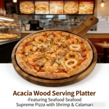 Creative Rustic Style High-Quality Rosewood Pizza Board - Serving Platter, Plate, Multifunctional Natural Solid Wood Tray! Handmade Texture, Suitable For Restaurant Serving, Kitchen Prep, Camping, Parties And Outdoor Scenes. Reusable And Easy To Clean, One Board For Multiple Uses, Can Hold Pizza, Desserts, Snacks, Cooked Food, And Storage. Kitchen Supplies, Living Room/Bedroom Decor - Brown - View 3