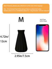 Minimalist Pleated Resin Vase, Matte Black Striped Vase, Modern Nordic Home Decor Suitable For Living Room, Bookshelf, Tabletop And Entryway, Ideal Housewarming Gift, Fashionable Accent For Succulents, Dried Flowers And Fresh Flowers, Perfect For Minimalist And Industrial Interior Styles - Conical Vase - View 15