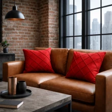 Set Of 4 Cushion Covers 40x40 Cm Premium Suede Decorative Luxury For Sofa, Living Room, Bedroom With Zipper - 4 紅 - 查看 4