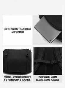Mochila de viaje impermeable unisex Li Ning | Ligera, con correas ajustables para los hombros, adecuada para uso al aire libre y escolar ABSW137 - Negro - Ver 5