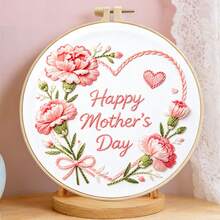 Quà tặng Ngày của Mẹ cho Mẹ, Bộ dụng cụ thêu DIY dành cho người mới bắt đầu, Hình chân dung, trái tim, hoa, 4 kiểu dáng để lựa chọn, Thích hợp để trang trí và làm đồ thủ công. - nhiều màu - Xem 8