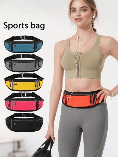 Running Phone Bag Night Reflective Strip Multi Pockets Sweat Absorbing Water-Resistant Zipper Storage Portable Outdoor Running Waist Bag For Climbing