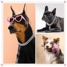 Collana di lusso per animali domestici con catena cubana in colore AB, impreziosita da brillanti cristalli, stile hip hop cool, adatta per gatti e cani di taglia piccola/media/grande, ideale per uso quotidiano o festival - Multicolore - Visualizzare 4