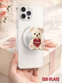 Catygift Customizable Couples Cute Teddy Bear Phone Case , Personalized Cute Phone Accessory, Gift For Friend, Gift For Her, Custom Name Phone Case, Couple Things - As Shown - View 1