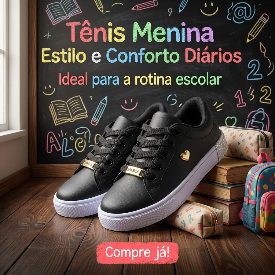 Girls' School Sneakers | Stylish And Durable, Perfect For School | Sizes 25 To 36 | GET YOURS NOW! - 黑色閃光 - 查看 1
