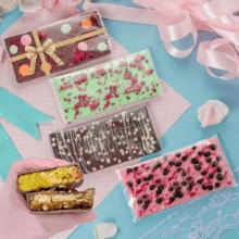 Set Of 102PCS(1pc Mold+1pc Chocolate Melting Pot+100Pcs Package Bags) 12-Cavity/9Cavity Silicone Chocolate Bar Mold Cake Dessert Mold - Deep, Thick Design For Candy & Pistachio Bars - Kitchen And Dining Essential - Red - View 5