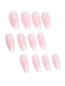 Bộ 24 miếng dán móng tay hình hạnh nhân màu hồng nhạt ánh ngọc trai, phong cách đường phố cổ điển, tối giản, thanh lịch, dùng hàng ngày, ngọt ngào, giúp nâng tầm diện mạo ngay lập tức, phù hợp cho các cô gái và quý cô yêu thích phong cách tối giản, dùng hàng ngày và khi đi mua sắm. - Màu Hồng baby - Xem 4