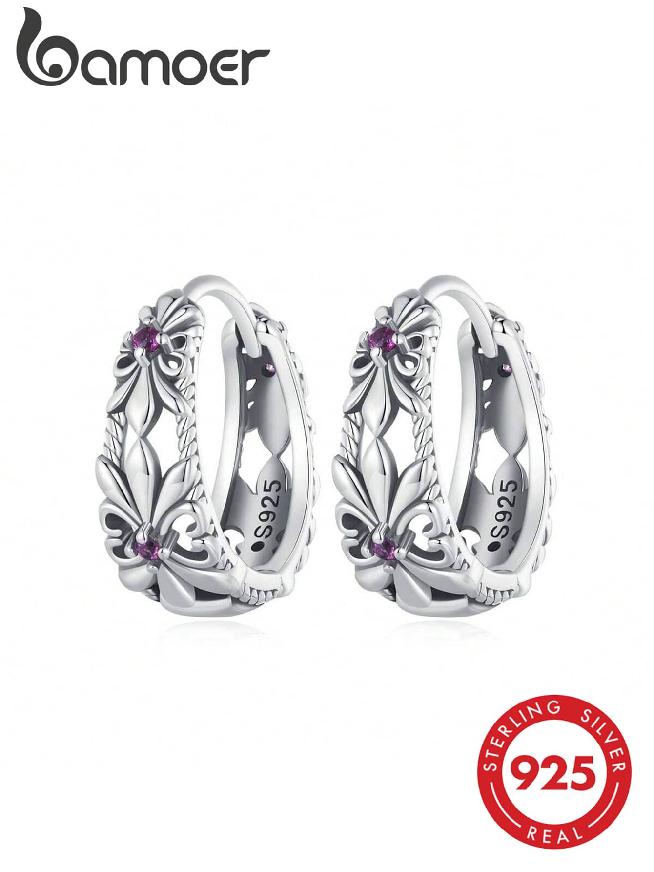1 Pair 925 Sterling Silver Vintage Iris Flower Earrings, Valentine's Day Gift
