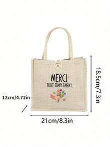 1 túi tote vải lanh chủ đề Ramadan phong cách mới in họa tiết, túi đeo vai canvas; túi xách nữ in họa tiết tái sử dụng, túi tote thời trang thường ngày; lý tưởng để đi làm, đi học - Nhiều màu - Xem 6