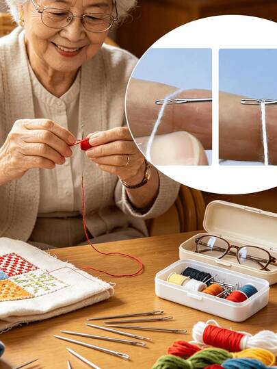 30pcs Sewing Needles Set, Assorted Sizes With Side Eye, Easy To Thread, Suitable For Beginners And Elderly, For Home Sewing, Embroidery, Mending Clothes