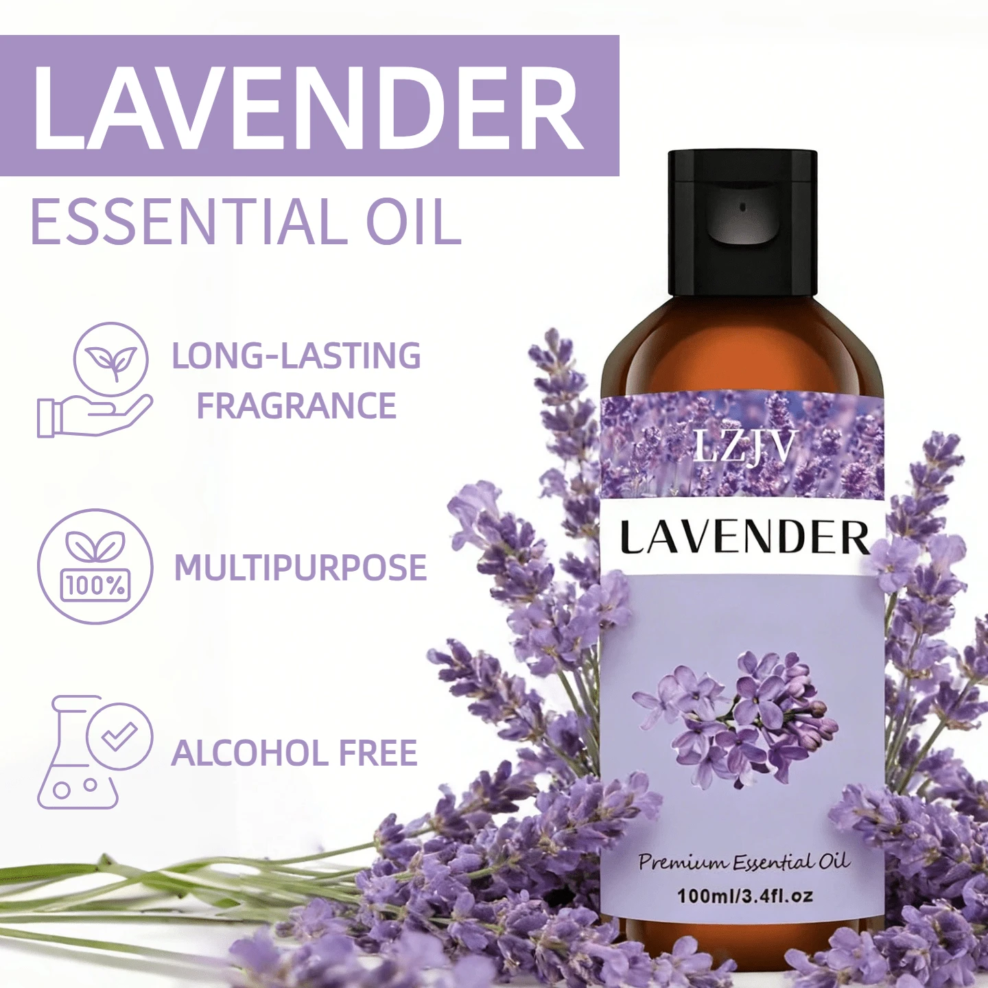 100ml/30ml/5ml Lavender Fragrance Essential Oil, Vanilla Essential Oil, Suitable For Aroma Diffuser, Humidifier, Soap/Candle Making, Ideal Gift - Lavender Essential Oil - View 1