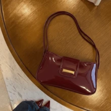 Women's Elegant Baguette Shoulder Bag - Immediate Shipping - 酒紅色 - 查看 7