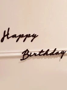 1pc Non-Woven Fabric Happy Birthday Party Banner - Black - View 4