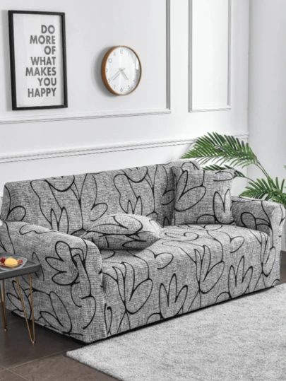 1pc Slip-Resistant Stretch Full Coverage Sofa Cover, Milk Silk Fabric Soft & Skin-Friendly Floral Print, Suitable For 1/2/3/4 Seater Sofa, Multi-Color, All Season (Pillow Cover Not Included)