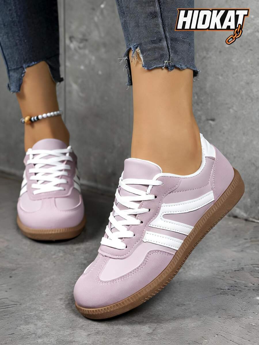 Hidkat Women's Summer Casual Flat Soft Bottom Patchwork Color Sneakers, New Spring 2025 Collection - Màu tím - Xem 1