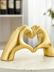 1pc Gold Heart-Shaped Finger Gift - Harmonica, Resin Craft, Bedroom Desk Sculpture Decor, Study/Desk Decoration, Birthday Gift, New Home Decor, Wedding Ornament, Holiday Gift - Multicolor - View 9