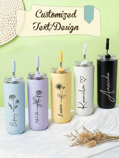 Personalized Insulated Tumbler, Customized Insulated Mug With Name, Stainless Steel Insulated Tumbler With Laser Engraved Floral Design, Bridesmaid Proposal Gift, Personalized Insulated Tumbler For Bachelorette Party, Gift For Her, Insulated Tumbler With Straw, Bachelorette Party Tumbler, Wedding Party Favor, Bridesmaid Proposal Gift, Bridesmaid Gift, Engraved Insulated Tumbler, Holiday Insulated Tumbler, Christmas Gift, Insulated Tumbler With Letters, Birthday Gift, Holiday Calendar ,Kitchen Utensils