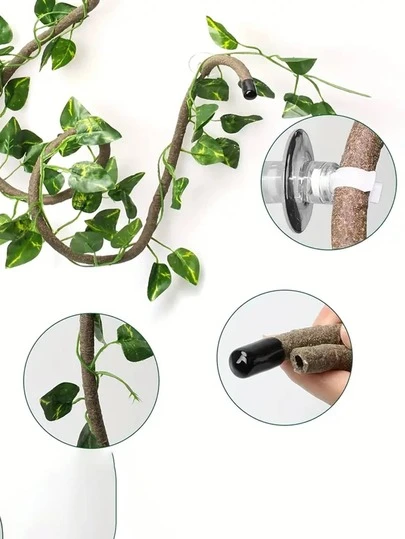 1 Set Flexible Reptile Vines, Jungle Climber Habitat Decor, Bendable Pet Vines For Climbing, Ideal For Small Snakes, Chameleons, Lizards & Geckos