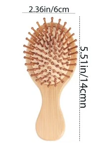 Brosse de massage en bambou, large planche de brosse en bois, peigne en bois massif, convient pour le coiffage des cheveux lisses et bouclés, anti-statique, accessoires pour cheveux - Camel - Voir 19