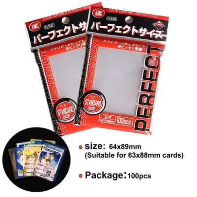 100PCS 64x89mm KMC Card Sleeves Transparent Trading Card Sleeves Perfect Fit Standard Size Card Board Game Cards Outer Protector Best Festival Gift