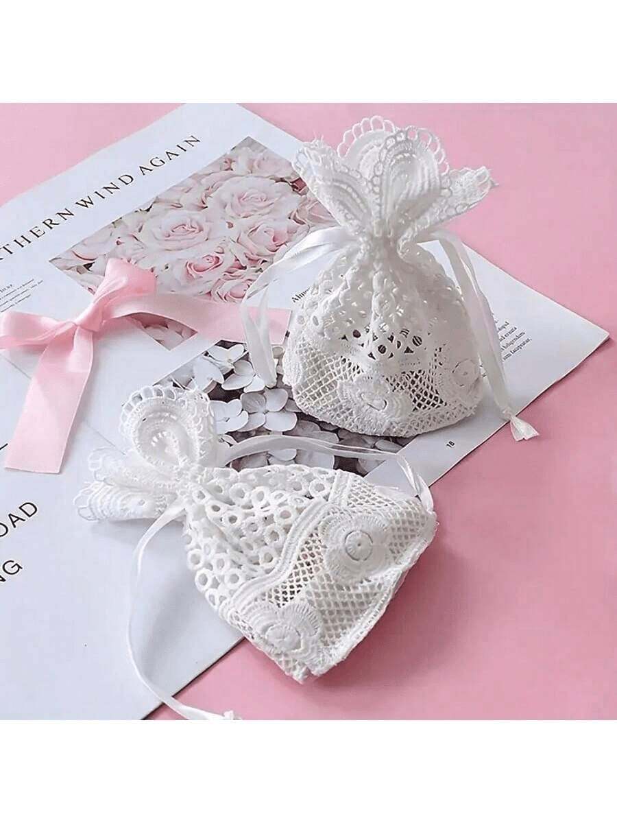 1/3/5 chiếc Túi dây rút ren trắng thanh lịch - Thiết kế hoa năm cánh - Bền chắc - Túi quà tặng chất lượng cao cho đám cưới và các dịp đặc biệt, quà tặng tiệc tùng và bao bì quà tặng, quà tặng Ngày của Mẹ, quà tặng giáo viên.