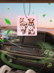 3pcs Cute Highland Cow Car Fragrance Diffuser Set, Funny Hanging Air Freshener, Suitable For Rear View Mirror, Long-Lasting Scent And Odor Removal. Pink Cow Design, Ideal For Female Car Decor And Cow Lover Gifts. Made Of Materials, Applicable To Cars, Trucks, SUVs, As Well As Home, Office, Bathroom, Closet, Dorm, And More, A Practical And Decorative Scented Gift. - Scented Tea - View 12