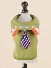 PETCIRCLE 1件宠物服装，室内外皆宜，欧美韩风，适合贵宾犬、泰迪犬、小型犬、幼犬、猫咪，休闲舒适无袖外套，带领结 - 彩色 - 查看 4