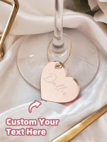 Nhãn dán ly cocktail hình trái tim bằng acrylic có thể tùy chỉnh, thẻ ly cá nhân hóa phù hợp cho lễ đính hôn, đám cưới, sinh nhật, kỷ niệm, không cần điện, có sẵn màu vàng, xám bạc, vàng hồng. - Nhiều màu - Xem 4