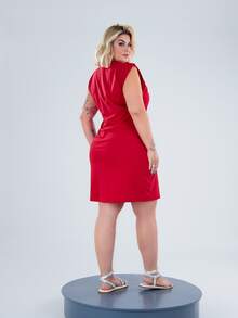 Women's Loose-Fitting Muscle Dress With Butterfly Sleeves, 100% Cotton Knit, Plus Size, Casual, Day/Night Outings, Perfect For Mom, Women, Aunts, Grandmas, And Gifts - 紅色 - 查看 10