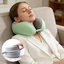 Memory Foam Travel Pillow, Upgraded Airplane Travel Neck Pillow 100% Pure Memory Foam Travel Pillow, Ideal For Airplane Flights, Car Trips, Train Journeys, And Office Naps. Available In Multiple Colors. - 藍灰 - 查看 6