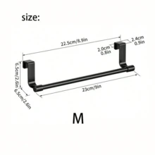 1pc Stainless Steel Towel Rack, No Drilling Installation Bathroom/Kitchen Towel Holder, Durable Space-Saving Shelf, Bathroom Towel Hook, Wall-Mounted Storage Rack, No Hole Installation, Hole-Free Kitchen Rack, Cabinet Rear Rack, Kitchen Storage Box, Kitchen Accessories, Kitchen Storage, Kitchen Organization. The Hooks Are Made Of Plastic Material. - Multicolor - View 11