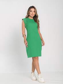 Women's Loose-Fitting Muscle Dress With Butterfly Sleeves, 100% Cotton Knit, Plus Size, Casual, Day/Night Outings, Perfect For Mom, Women, Aunts, Grandmas, And Gifts - màu xanh lá - Xem 10