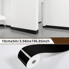1 Rolle 5m x 10cm selbstklebender Sockelleistenschutzstreifen, dicke Großrollenvariante, ablösbarer Wandaufkleber, PVC Marmor Europäisches Muster Fliesentapete, DIY rückstandslos entfernbar, geeignet für Schlafzimmer - 3,94 x 196,85 Zoll - Übersicht 17