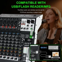 Audio Mixer 10/8/6/4 Channel Professional Sound Mixer Console With 99 DSP Effects, Mixing Board DJ Mixer W/USB, Bluetooth, 48V Power Supply, PAD Button For Recording Karaoke PA Drum Live Music - X1-8Channel - View 4